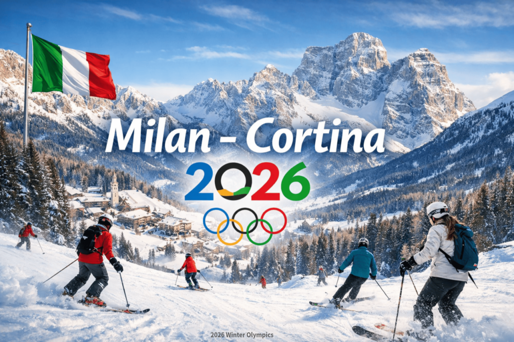 2026年冬季オリンピックはどこで開催？ミラノ・コルティナ大会をわかりやすく紹介のイラスト