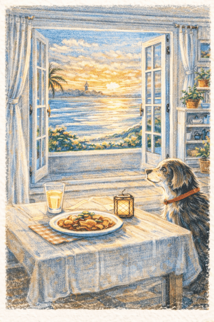 海を望むテラス席で愛犬とくつろぐ時間