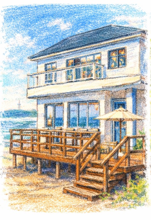 海を望む開放的なテラス席