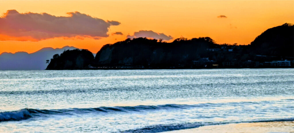 由比ヶ浜の夕日