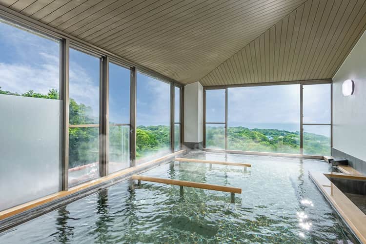 愛犬と一緒に露天風呂